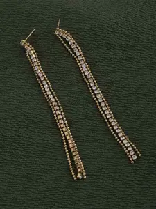 PALMONAS Gold Plated Stainless Steel Artificial Stones Drop Earrings