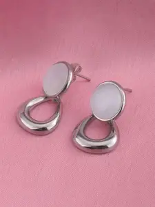 PALMONAS Silver-Plated Teardrop Shaped Drop Earrings