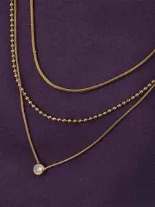 PALMONAS Gold-Plated Stainless Steel Layered Necklace