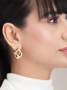 PALMONAS Stainless Steel Gold-Plated Square Studs