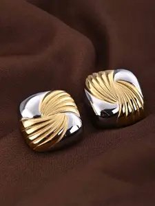 PALMONAS Stainless Steel Gold-Plated Square Studs