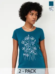 max Women Pack of 2 Graphic Printed T-shirt