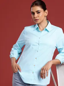 all about you Puff Sleeve Cotton Poplin Casual Shirt