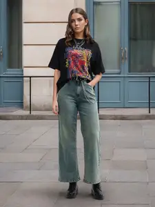 Flying Machine K-Street X High Rise Wide Leg Jeans