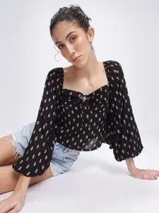 DressBerry Micro Ditsy Smocked Print Top