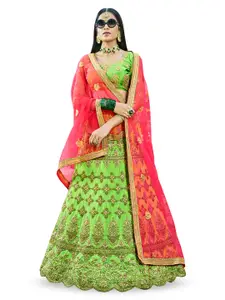 Maroosh Embroidered Thread Work Unstitched Lehenga & Blouse With Dupatta