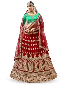 Maroosh Embroidered Thread Work Unstitched Lehenga & Blouse With Dupatta