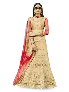 Maroosh Embroidered Thread Work Unstitched Lehenga & Blouse With Dupatta