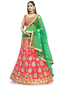 Maroosh Embroidered Thread Work Unstitched Lehenga & Blouse With Dupatta