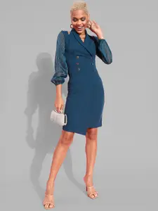 Chemistry Women Solid Double Breasted Knee Length Blazer Dress