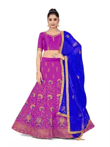 Maroosh Embellished Thread Work Silk Unstitched Lehenga & Blouse With Dupatta