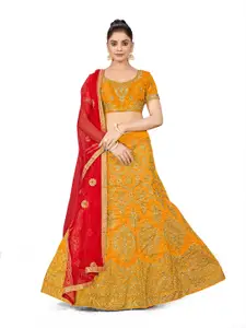 Maroosh Embellished Thread Work Unstitched Lehenga & Blouse With Dupatta