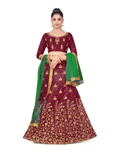 Maroosh Floral Embellished Unstitched Lehenga & Blouse With Dupatta