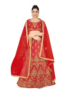 Maroosh Embellished Thread Work Unstitched Lehenga & Blouse With Dupatta