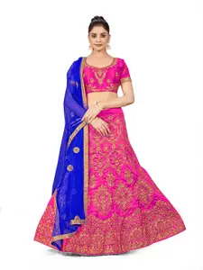 Maroosh Embellished Thread Work Silk Unstitched Lehenga & Blouse With Dupatta
