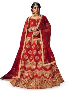 Maroosh Embroidered Thread Work Velvet Unstitched Lehenga & Blouse With Dupatta