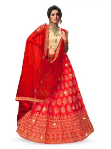 Maroosh Embroidered Thread Work Unstitched Lehenga & Blouse With Dupatta