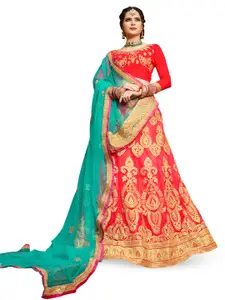 Maroosh Embroidered Thread Work Semi-Stitched Lehenga & Unstitched Blouse With Dupatta