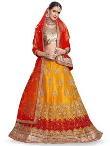 Maroosh Embroidered Thread Work Semi-Stitched Lehenga & Unstitched Blouse With Dupatta