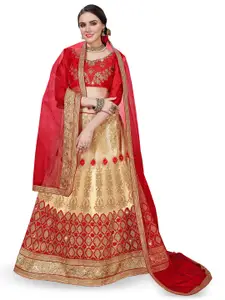 Maroosh Embroidered Thread Work Semi-Stitched Lehenga & Unstitched Blouse With Dupatta