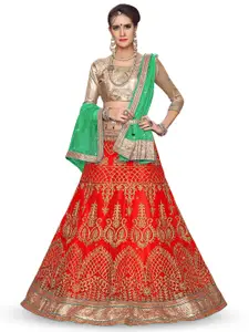 Maroosh Embroidered Thread Work Semi-Stiched Lehenga & Blouse With Dupatta