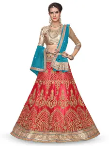 Maroosh Embroidered Thread Work Unstitched Lehenga & Blouse With Dupatta