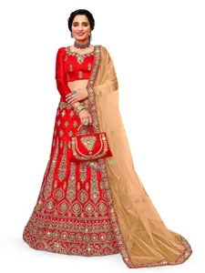 Maroosh Embroidered Thread Work Unstitched Lehenga & Blouse With Dupatta