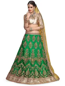 Maroosh Embroidered Thread Work Net Unstitched Lehenga & Blouse With Dupatta