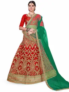 Maroosh Embroidered Thread Work Unstitched Lehenga & Blouse With Dupatta