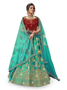 Maroosh Embroidered Thread Work Unstitched Lehenga & Blouse With Dupatta