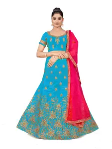 Maroosh Embellished Thread Work Unstitched Lehenga & Blouse With Dupatta