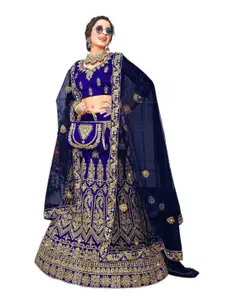 Maroosh Embroidered Thread Work Satin Unstitched Lehenga & Blouse With Dupatta