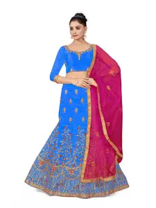 Maroosh Embellished Thread Work Unstitched Lehenga & Blouse With Dupatta