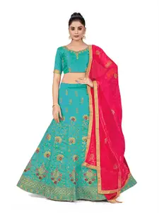 Maroosh Embellished Thread Work Unstitched Lehenga & Blouse With Dupatta
