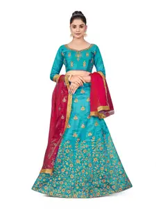 Maroosh Embellished Thread Work Unstitched Lehenga & Blouse With Dupatta