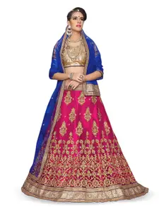 Maroosh Embroidered Thread Work Net Unstitched Lehenga & Blouse With Dupatta