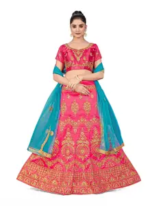 Maroosh Embellished Thread Work Unstitched Lehenga & Blouse With Dupatta