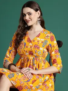 Sangria Tribal Fit and Flare Dress