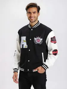 StyleCast Men Graphic Print Patchwork Jacket
