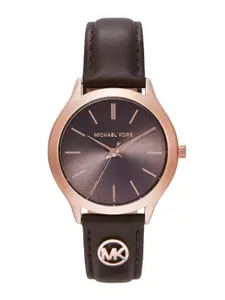 Michael Kors Women Slim Runway Leather Analogue Watch MK7489I