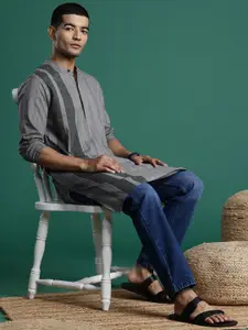 Sangria Men Striped Pure Cotton Kurta