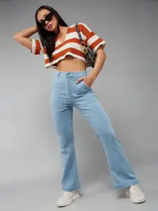 DOLCE CRUDO Bootcut High rise Clean look Regular Stretchable Denim Jeans