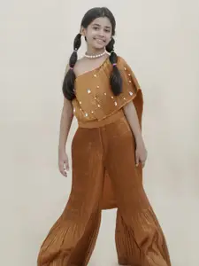 Sangria Girls One Shoulder Pure Cotton Top & Palazzos