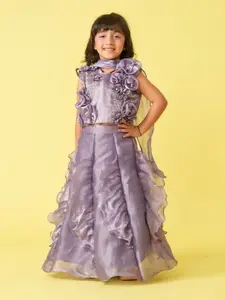 Sangria Embroidered Thread Work Ready to Wear Cotton Lehenga Choli