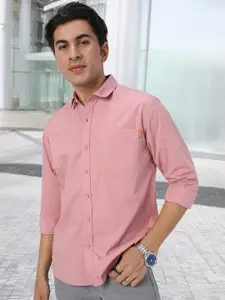 Urbano Fashion Men Spread Collar Solid Cotton Casual Shirt