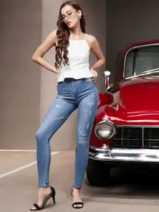 Miss Chase Women Skinny High Rise Mild Distress Regular Stretchable Denim Jeans