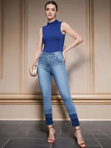 Miss Chase Women Skinny Fit High Rise Ankle Length Shaded Denim Stretchable Jeans