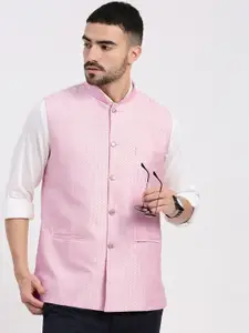 SHOWOFF Men Woven Design Slim Fit Nehru Jacket