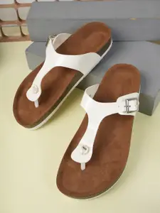 MOZAFIA Women Solid Open Toe Flats with Bows