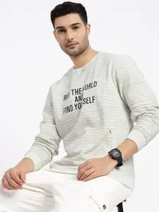 SHOWOFF Men Striped Round Neck Pullover Sweatshirt